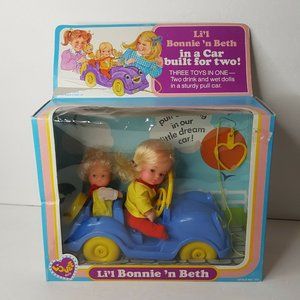 NOS Li'l Bonnie n Beth Lovee Doll Blue Car for 2 Blonde 1983